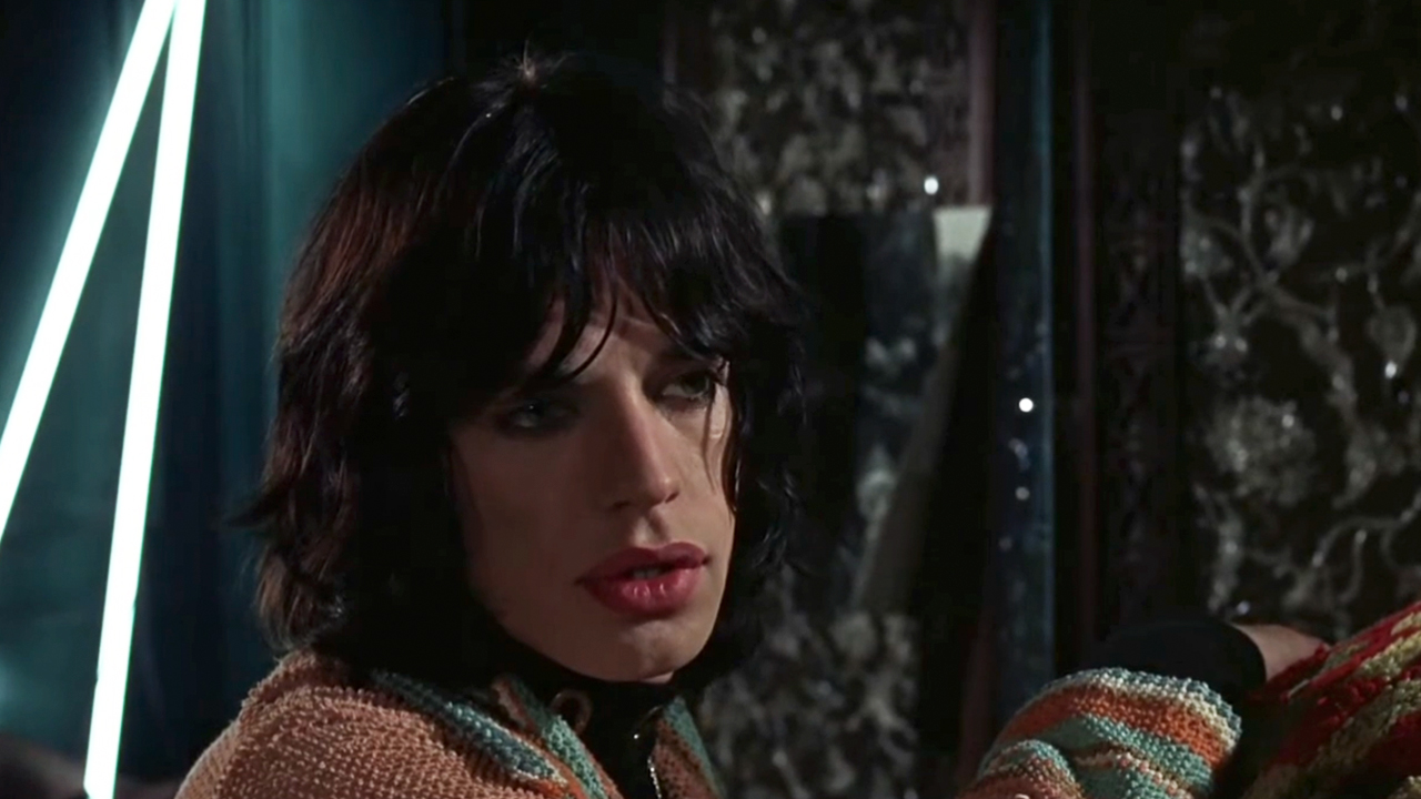 A close up of Mick Jagger in Performance