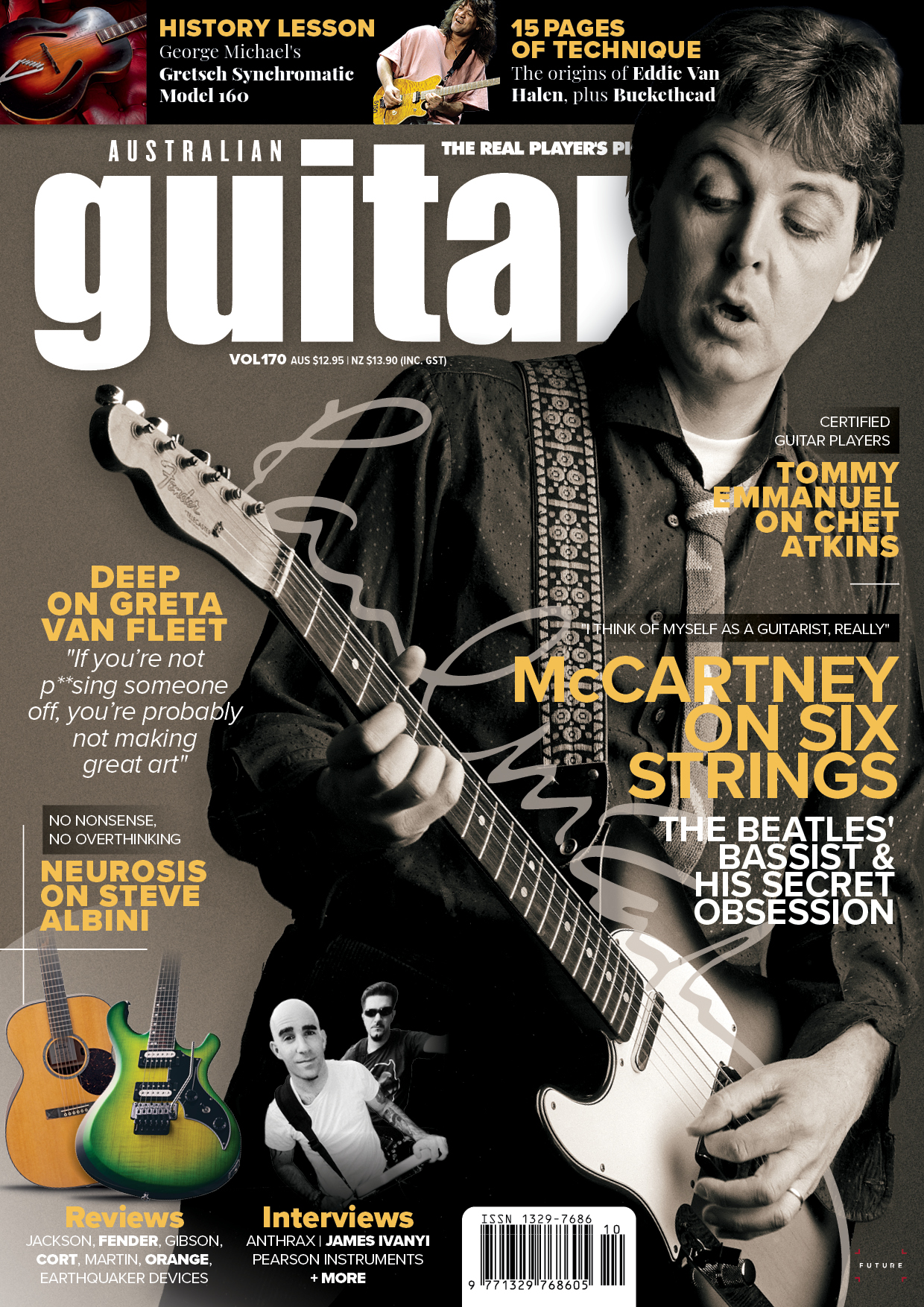 The cover of Australian Guitar issue 170, featuring Paul McCartney