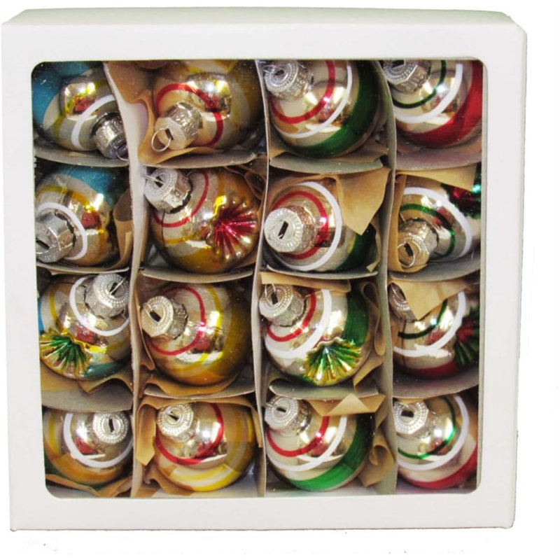 Kurt Adler Solid and Reflector Glass Ball Christmas Ornaments, 30mm (pack of 16) & Reviews | Wayfair