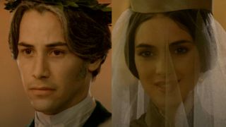 Keanu Reeves and Winona Ryder pictured side by side in the wedding scene from Bram Stoker's Dracula.