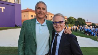 Jay Monahan and Keith Pelley at the 2023 DP World Tour Championship