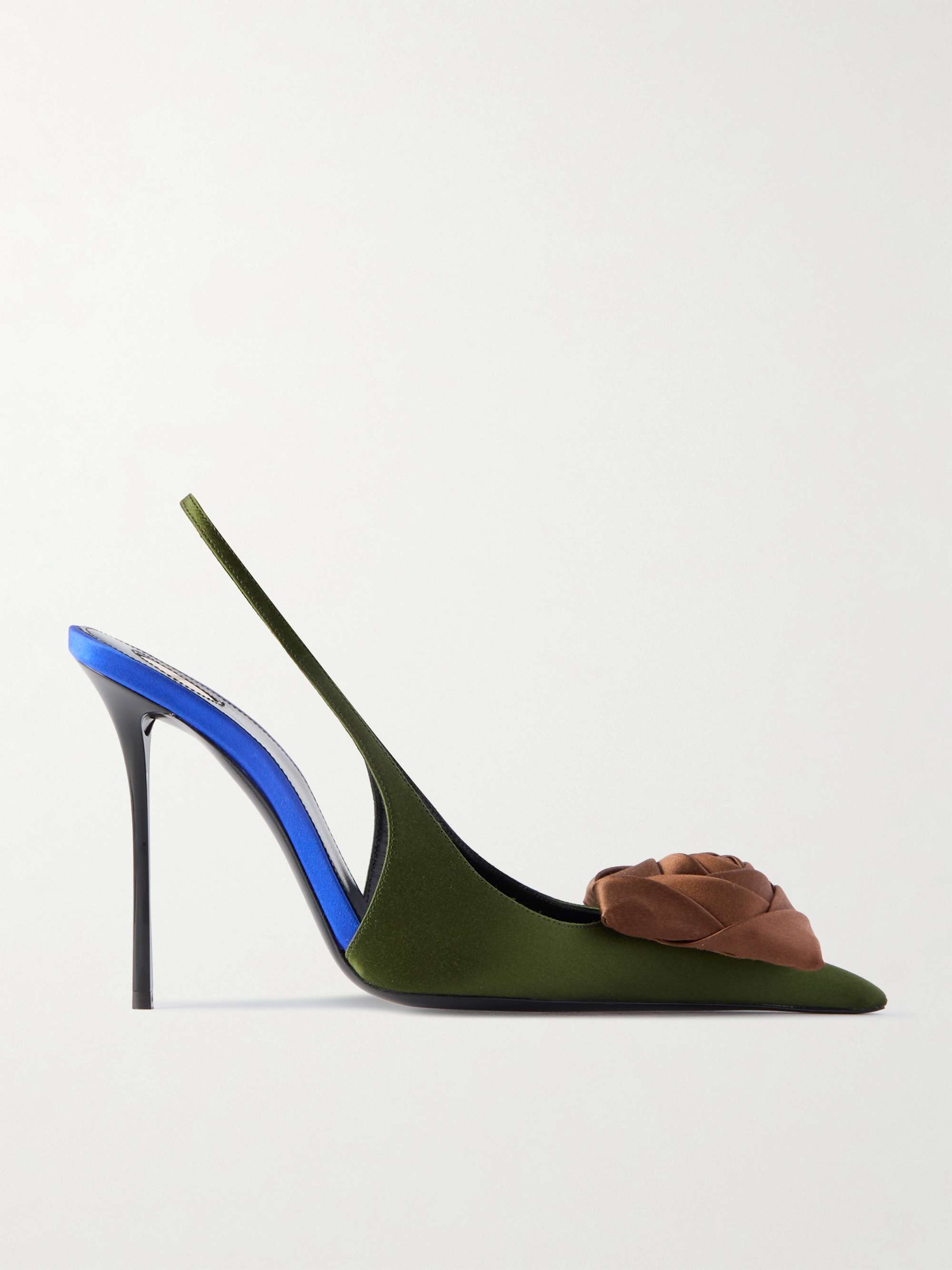 Amalia Appliqu&amp;eacute;d Satin Slingback Sandals