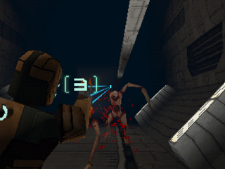 Isaac battles a monster in the Dead Space Demake.