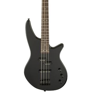 Close up of the body on a Jackson Spectra JS2 bass guitar on a white background