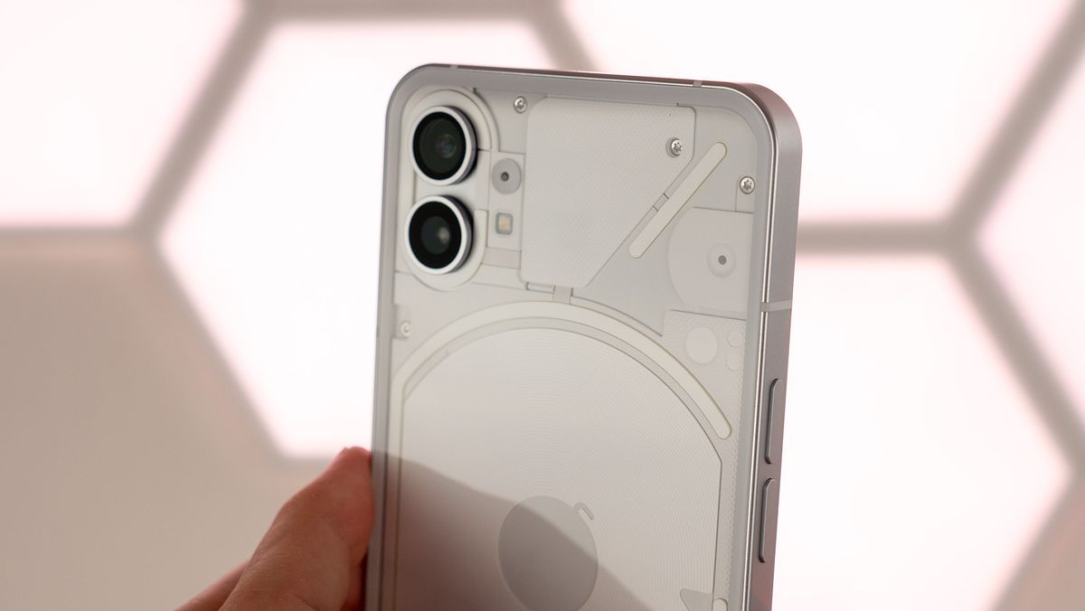 Nothing phone (1) close-up of the back and camera module
