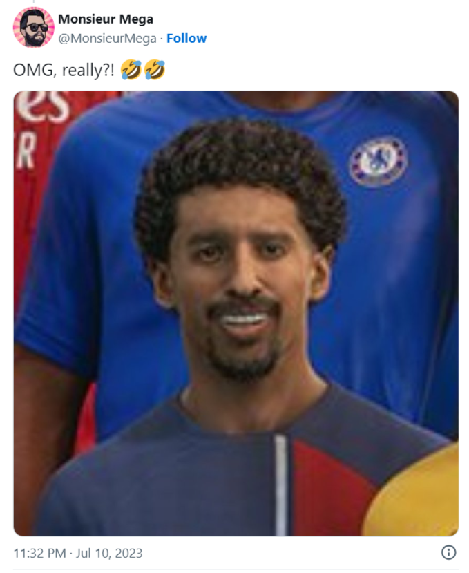 Players mocking the faces of EA Sports FC players.