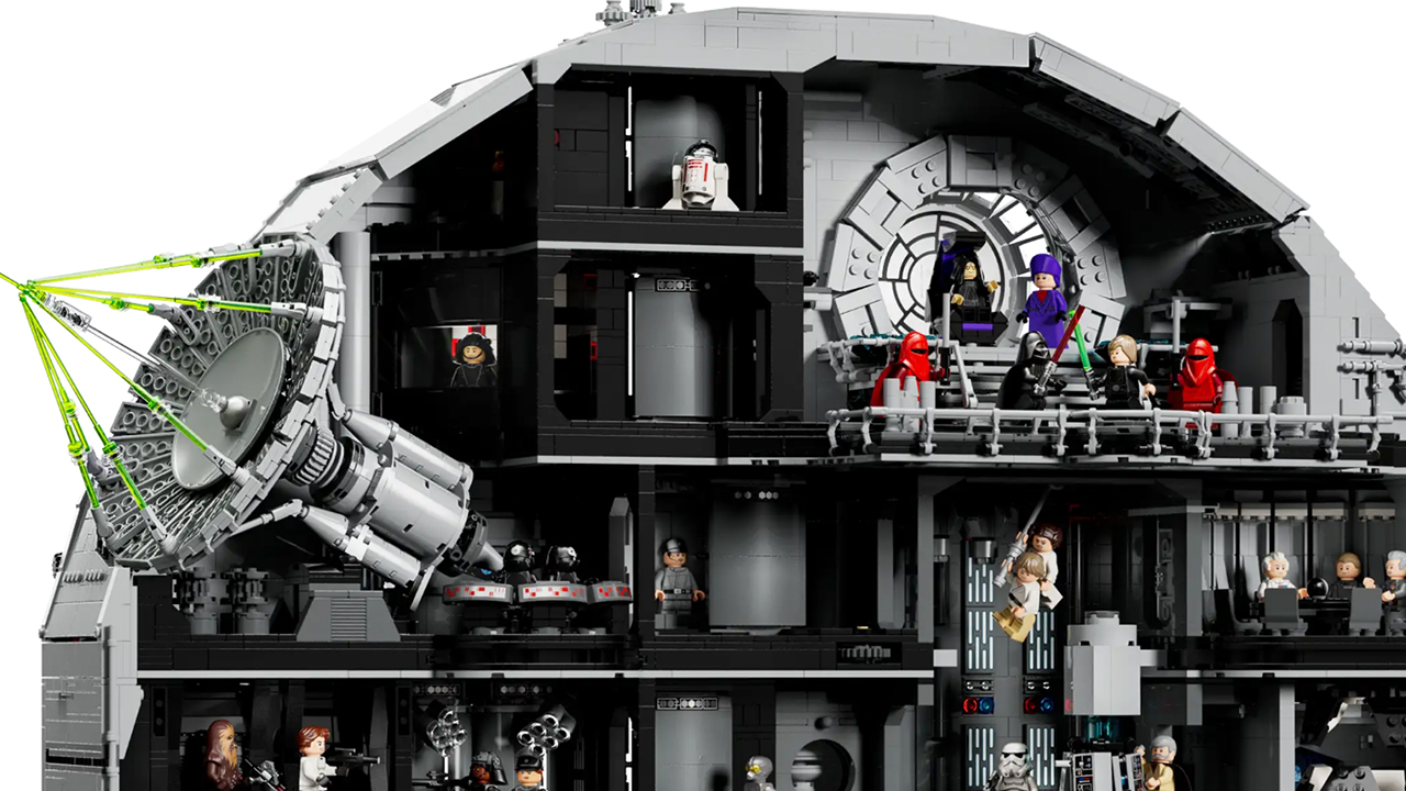 A close up of the top of the LEGO Death Star