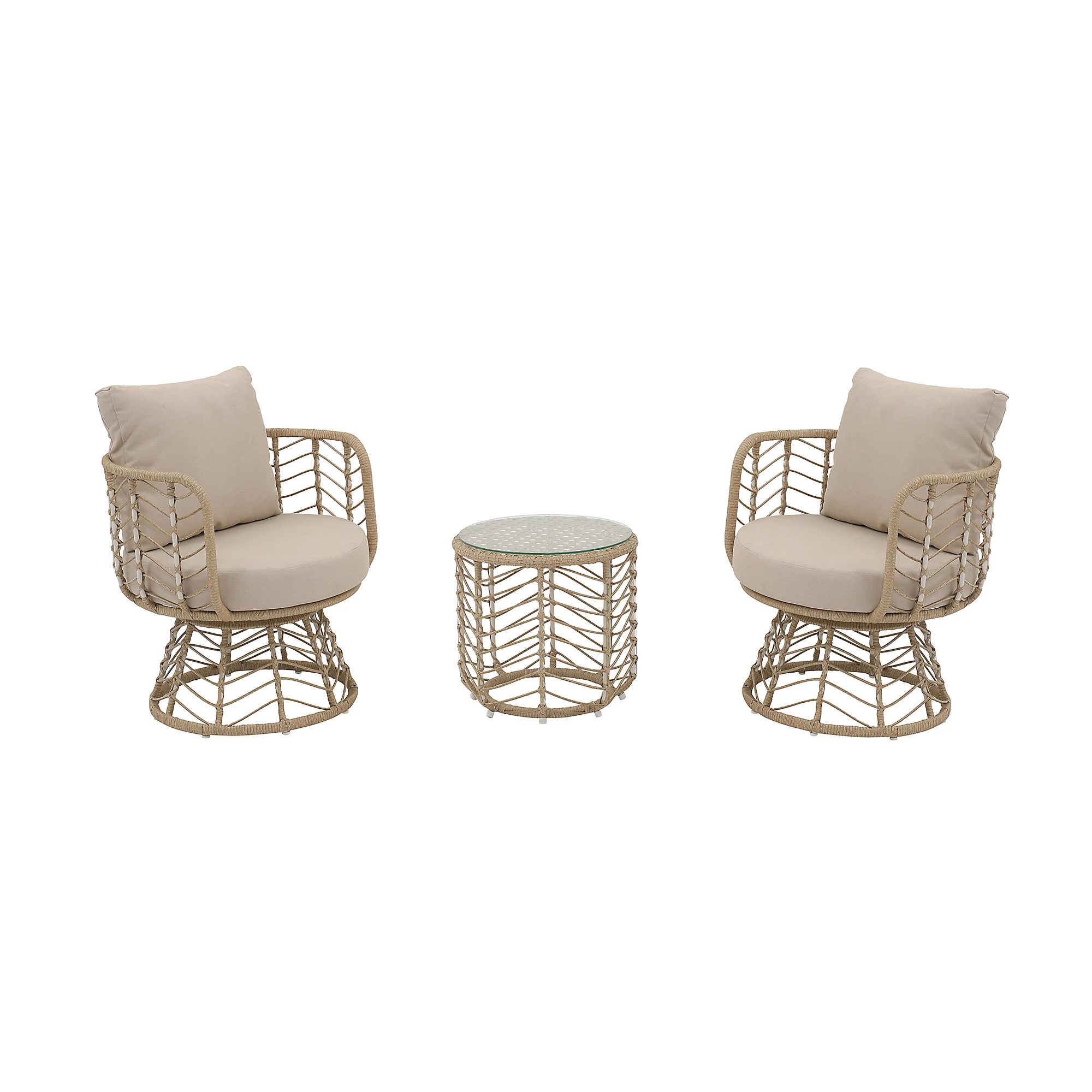 GoodHome Omalos Beige Metal 2 seater Bistro Set