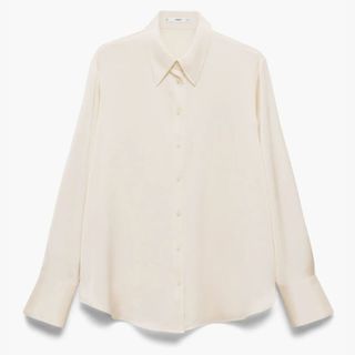 off-white button up satin shirt