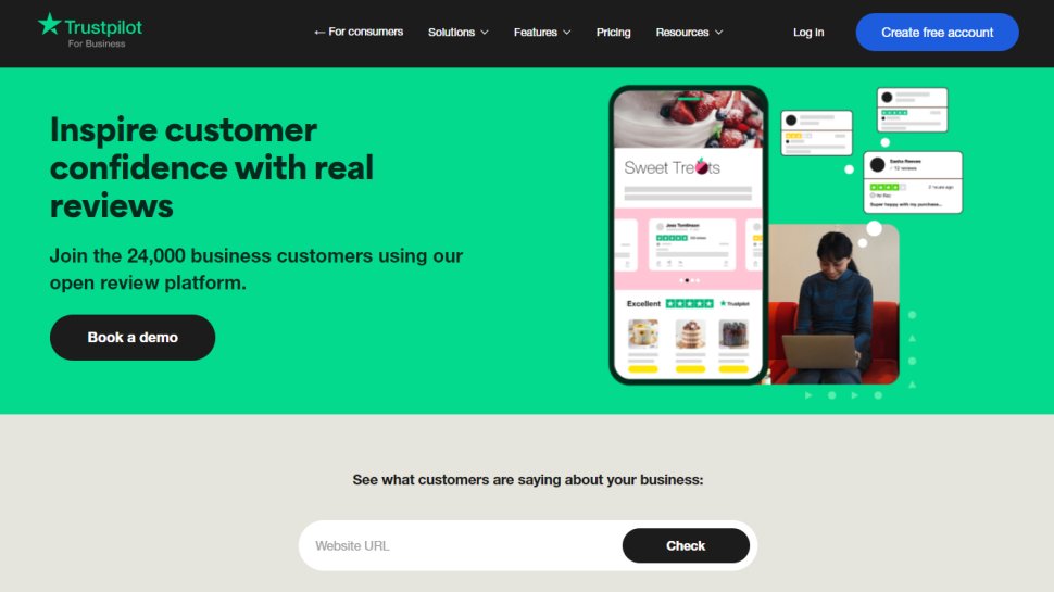 Tangkapan layar situs web untuk Trustpilot