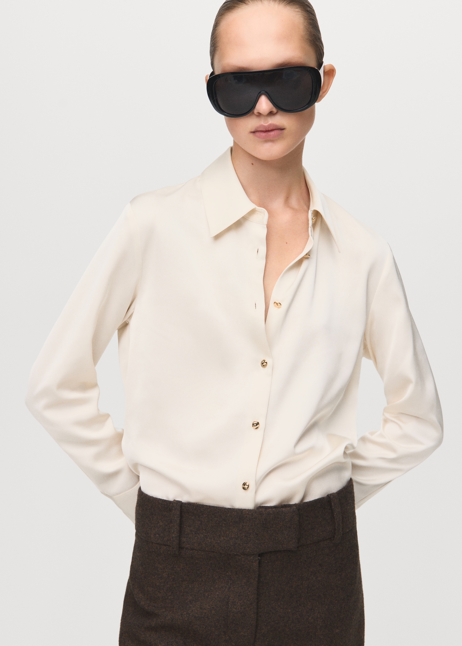 Satin Finish Flowy Shirt - Women | Mango United Kingdom