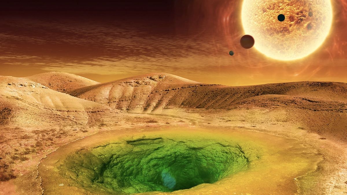 Artist&#039;s visualization of what a distant, alien planet could look like. What are the chances it develops intelligent life?