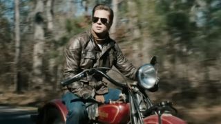 Brad Pitt riding a motorcylce in The Curious Case of Benjamin Button