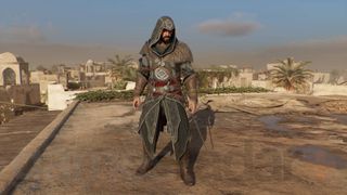Assassin's Creed Mirage Basim wearing ezio revelations costume