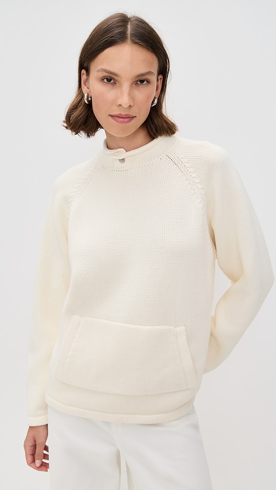 Still Here Snap Collar Sweater in Stone