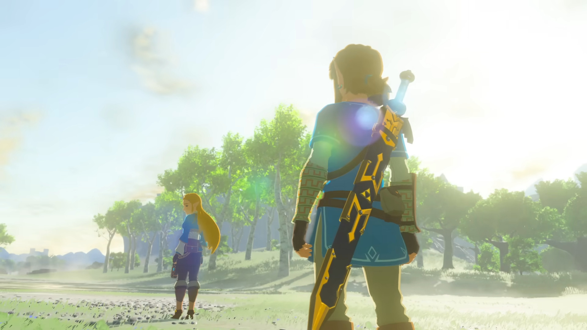 Link and Princess Zelda during one of the best Switch 2 games, The Legend of Zelda: Breath of the Wild (Switch 2 Edition).