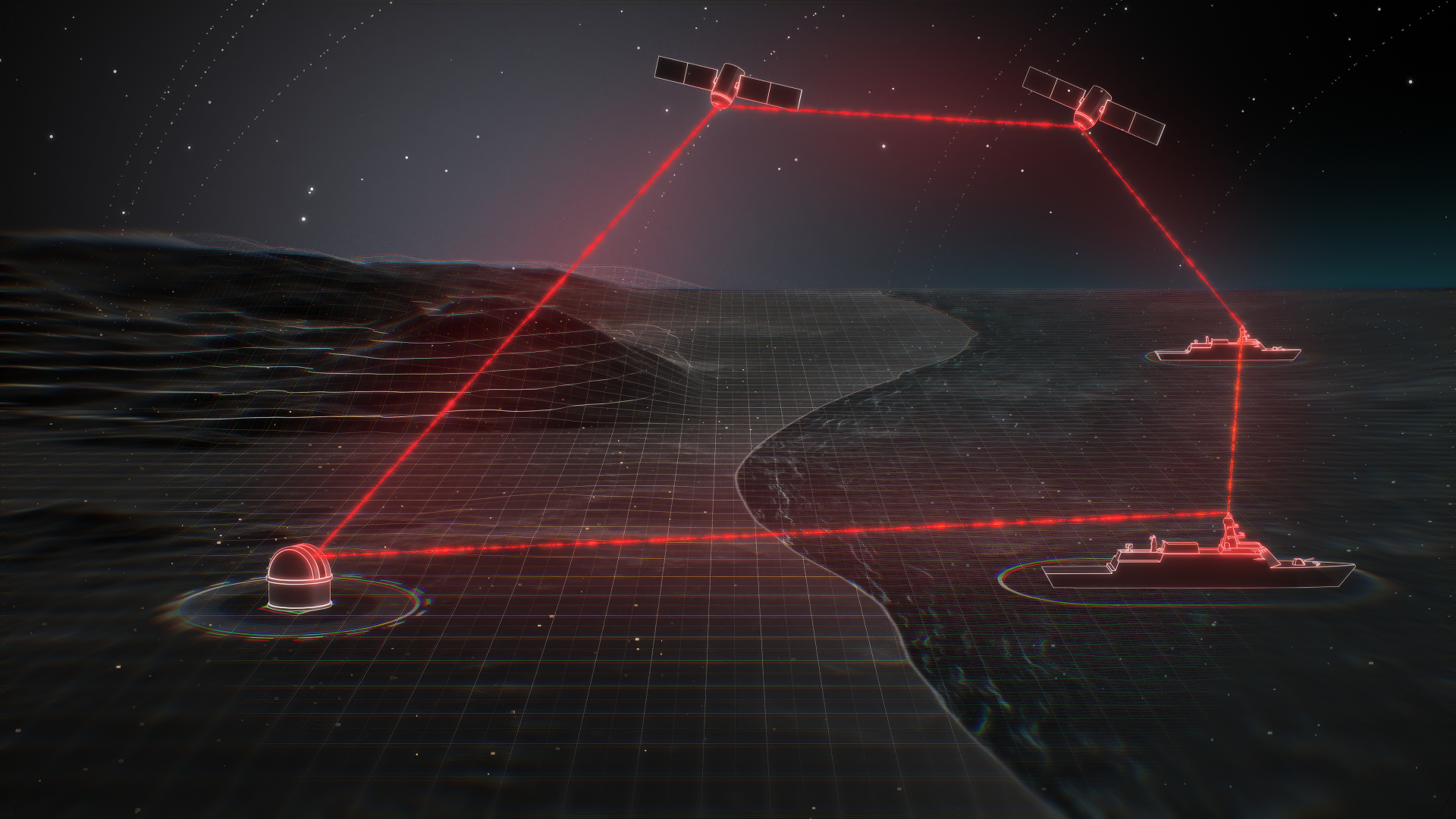 A diagram of Astrolight's laser-based communication system for space and defense use.