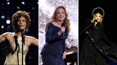 L-R: Whitney Houston, Adele, Madonna