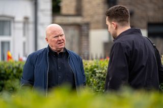 Phil Mitchell talking to Callum Highway in Albert Square