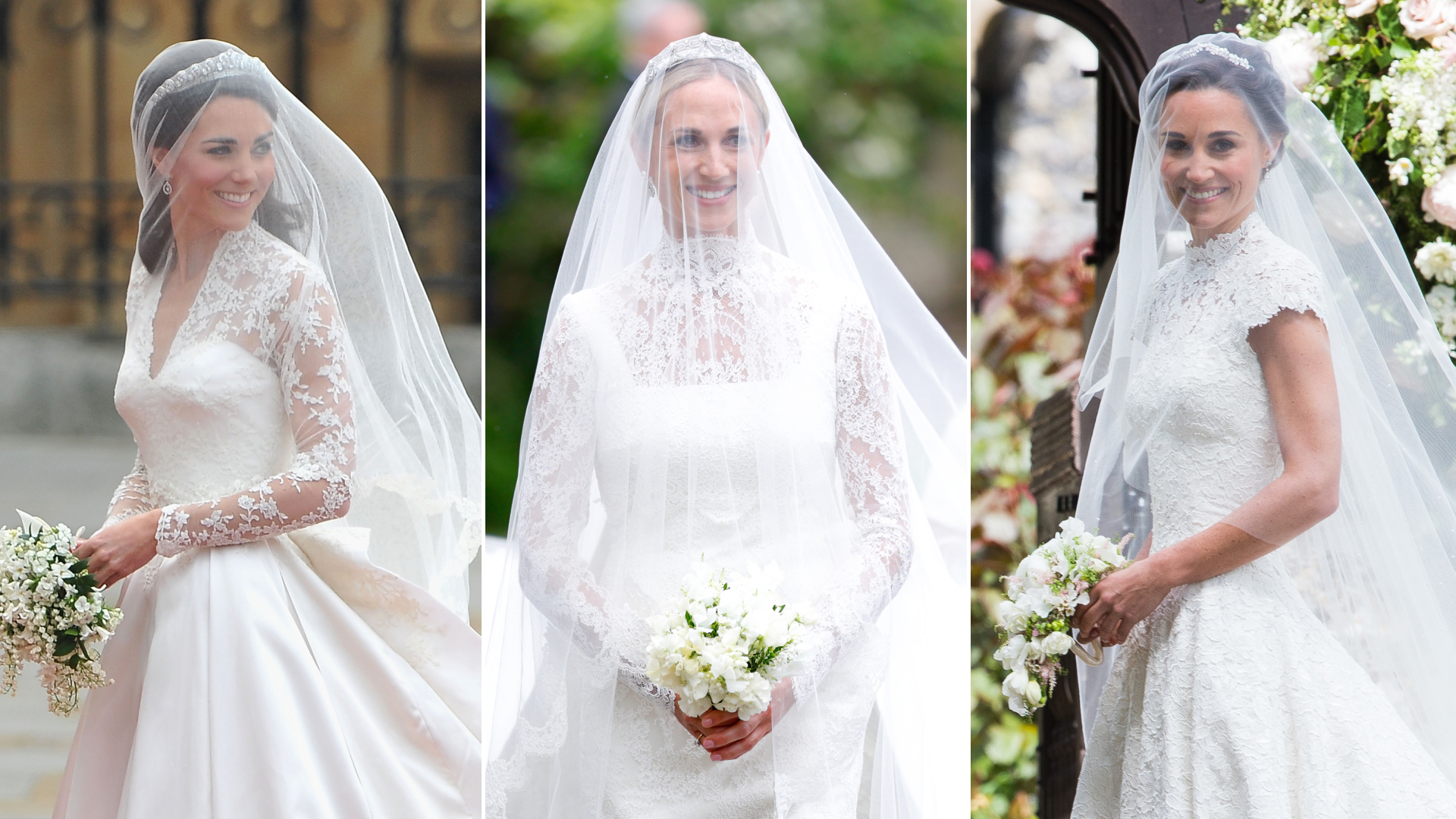 Harriet Sperling's royal wedding drew inspiration from Princess Kate and Pippa Middleton's bridal style, with all three wearing lace gowns with long sheer veils