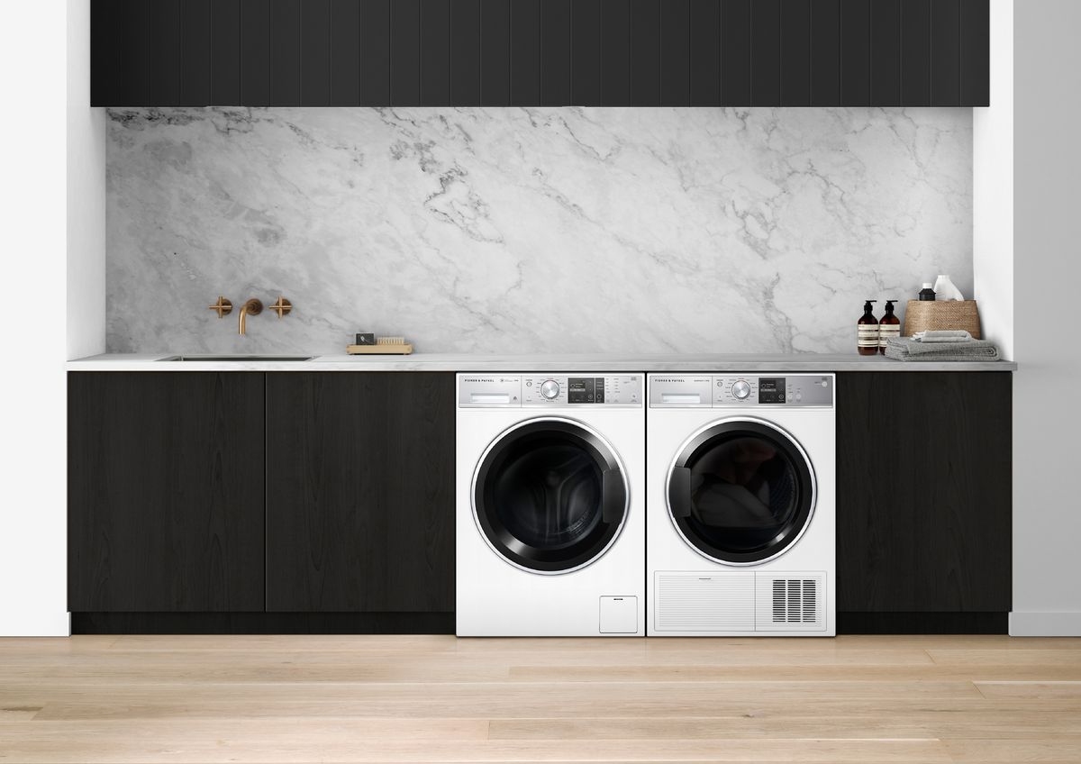 fisher and paykel washing machines in a kitchen