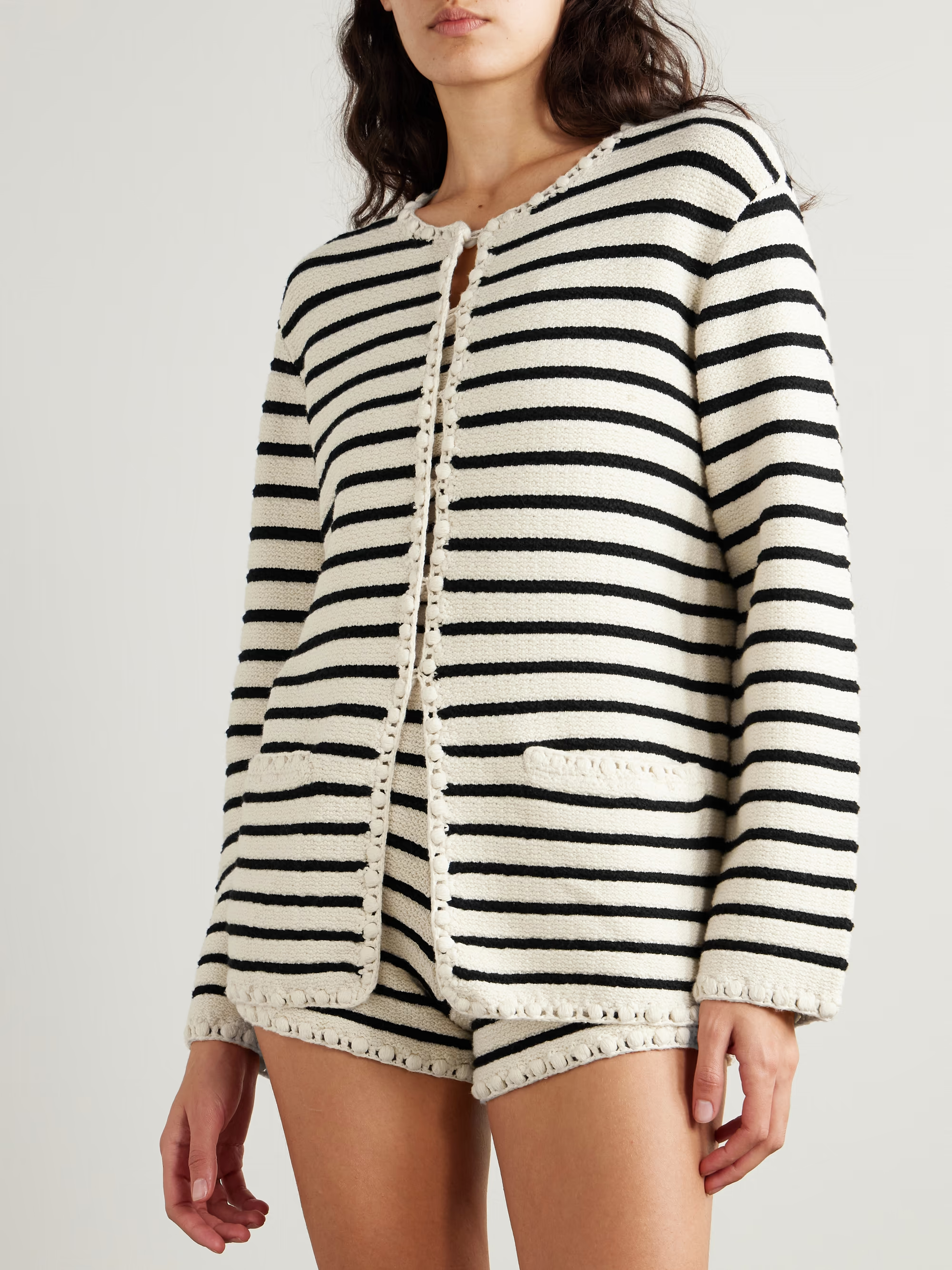 POSSE, Henry embellished striped knitted cardigan