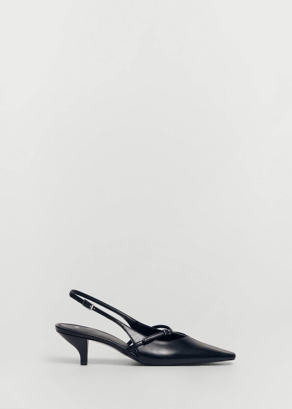 Leather Heeled Slingback Shoes With Buckles - Women