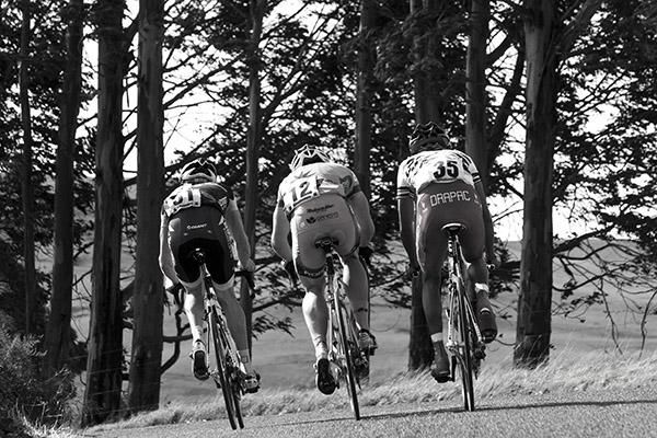 Cameron Jennings (Budget Forklifts), Nathan Haas (Genesys Wealth Advisers), and Adiq Othman (Drapac Porsche) attacked the leading group over the climb at Gunns Plains.