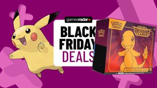 Pikachu and an Obsidian Flames Elite Trainer pack beside a 'Black Friday deals' badge