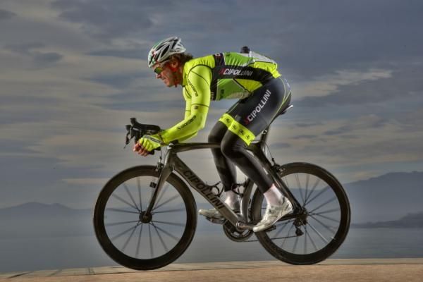 Mario Cipollini on the shores of Lake Garda.