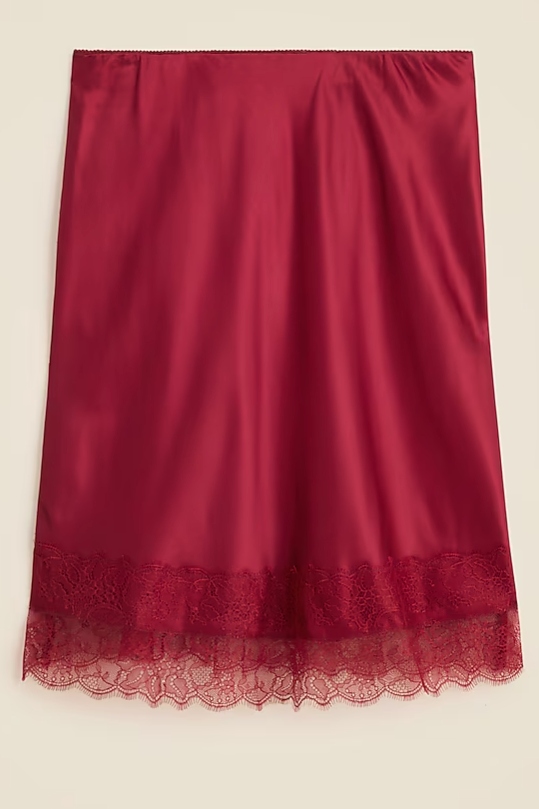 J.Crew, Gwen Lace-Trim Slip Skirt in Luster Charmeuse