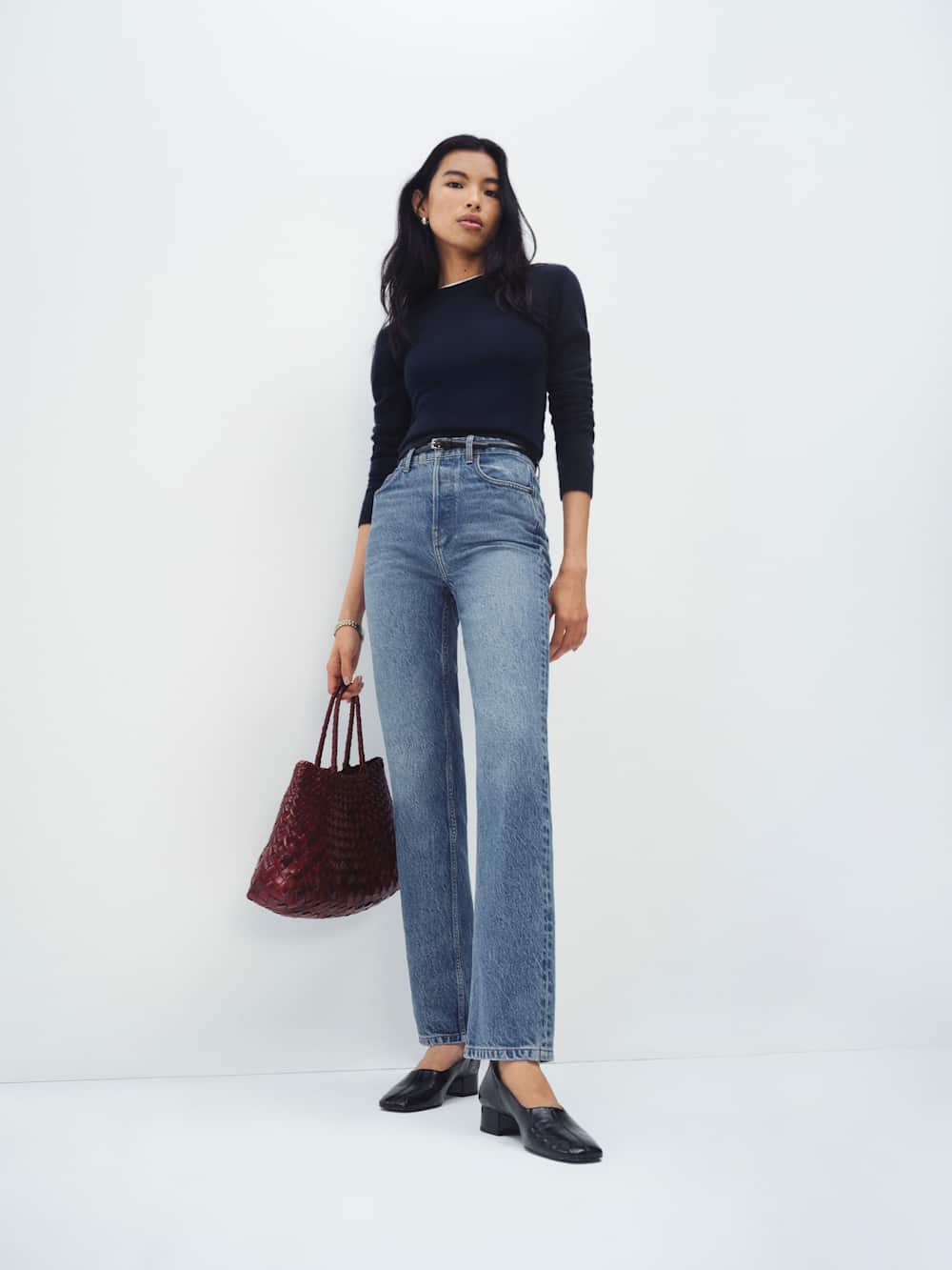 Cynthia High Rise Straight Long Jeans