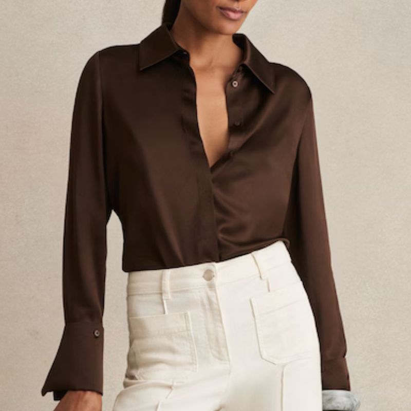 Reiss , Hailey Silk Double-Cuff Button-Through Shirt