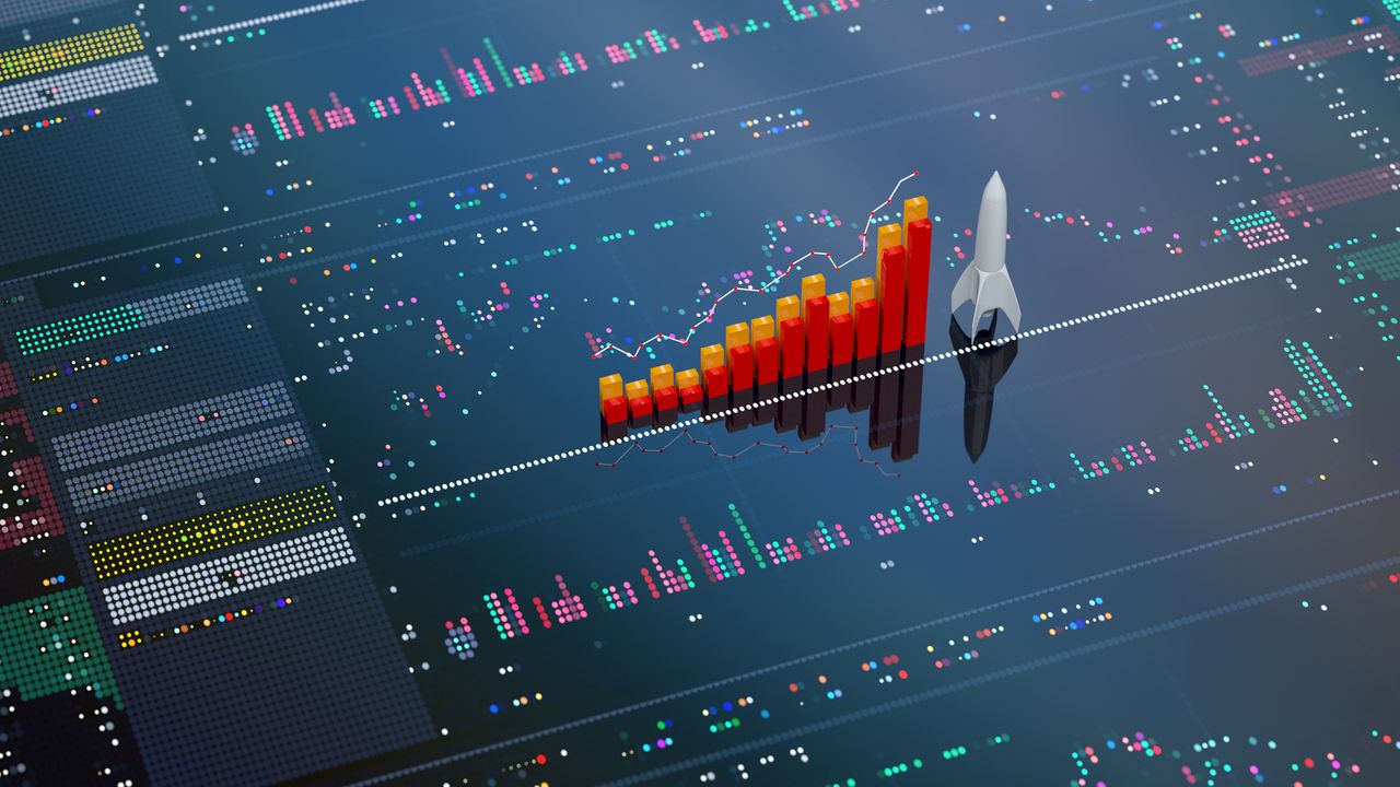 Business concept chart graph and diagram with rocket