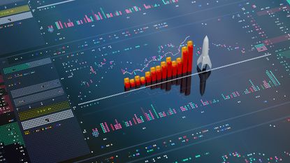 Business concept chart graph and diagram with rocket