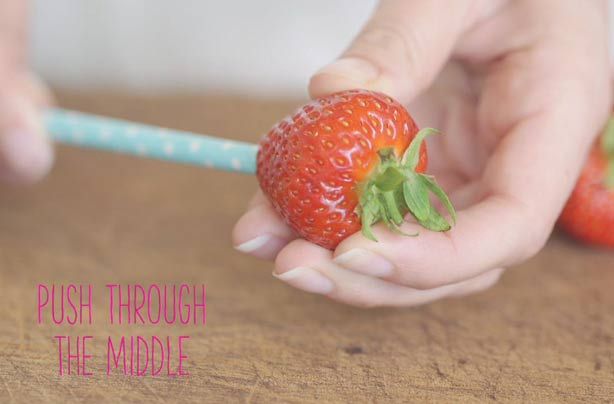 Hulling Strawberries With A Straw