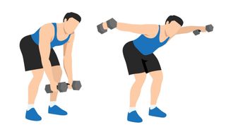 Vector of man performing a dumbbell reverse flye