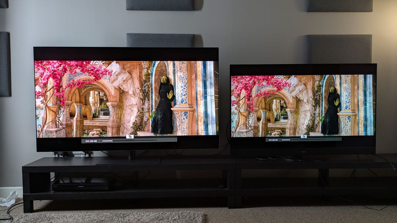 LG G5 in Dolby Vision Cinema and Panasonic MZ1500 in Dolby Vision Dark showing same scene from Wicked