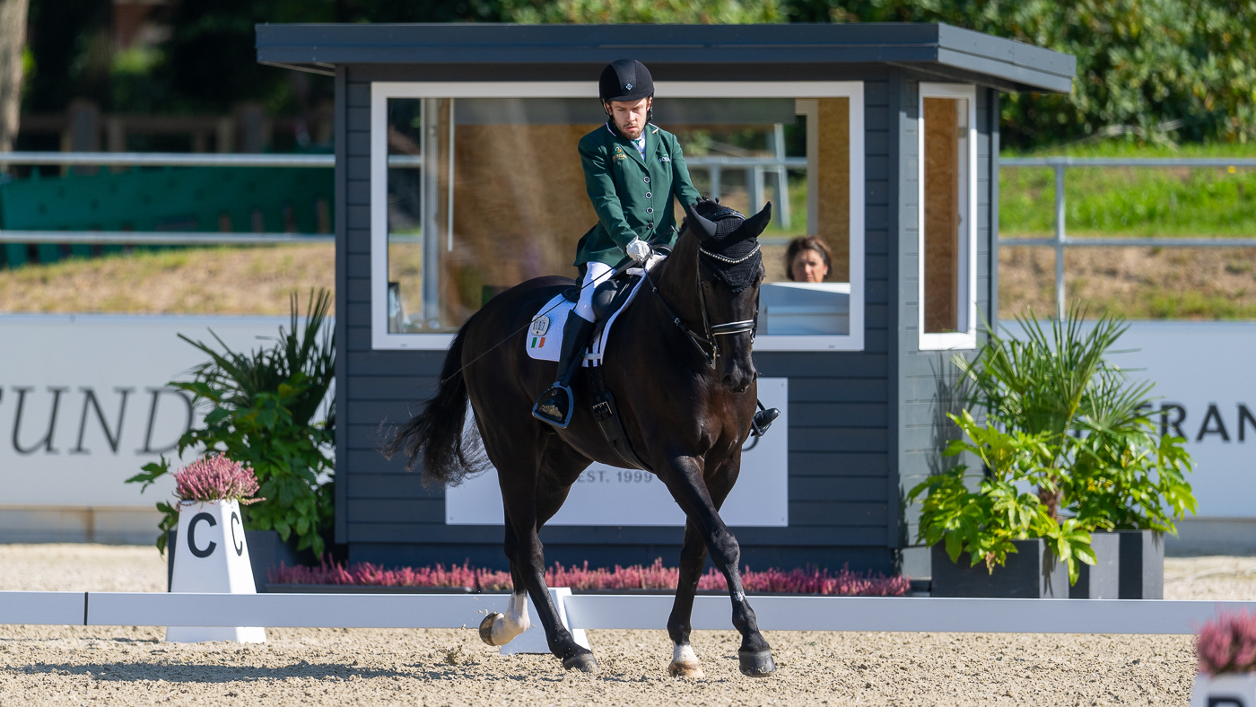 Michael Murphy and Cleverboy in the freestyle at the European Para Dressage Championships