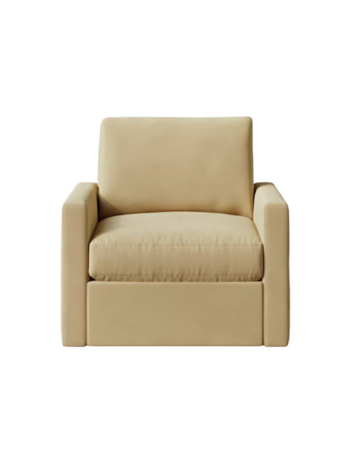 Brennan Performance Velvet Swivel Chair in Linen
