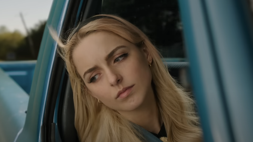 McKenna Grace leaning against an open car window in Regretting You