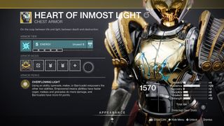 Destiny 2 Exotic Titan armour heart of inmost light chest armour