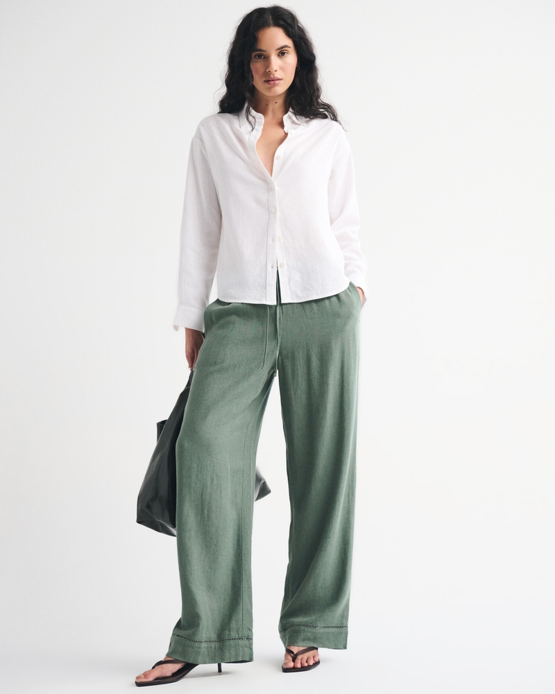 Linen-Blend Pull-On Pant