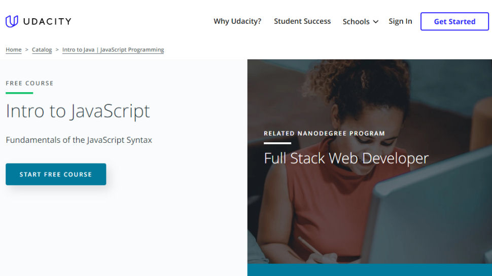 Tangkapan layar situs web untuk Udacity