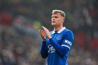 Jarrad Branthwaite is the last England player dropped from the Euro 2024 squad: Everton defender Jarrad Branthwaite applauds the fans after a game against Manchester United at Old Trafford in March 2024.