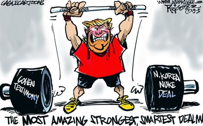 Political Cartoon U.S. Trump Strongest Smartest deal Kim Jong-Un Cohen