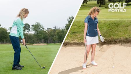 Golf Monthly Top 50 Coach demonstrating poor posture and standing in a bunker