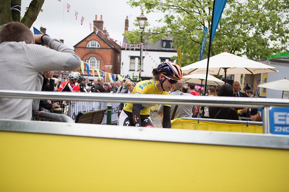 Christine Majerus (LUX) of Boels-Dolmans Cycling Team rides to the start of the Aviva Women's Tour 2016 - Stage 2