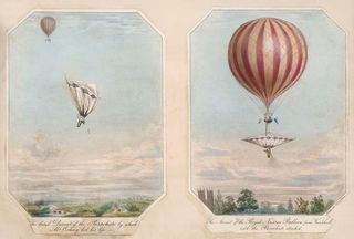 In 1837, Englishman Robert Cocking, a watercolor artist, tested a cone-shaped parachute of his own design, believing it would be more stable than umbrella-shaped designs. It was not.