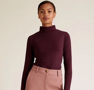 Marks and Spencer maroon roll neck